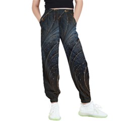 Abstract Dark Shine Structure Fractal Golden Kids  Elastic Waist Pants by Vaneshop