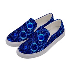 Blue Bubbles Abstract Women s Canvas Slip Ons by Vaneshop