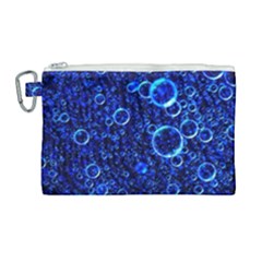 Blue Bubbles Abstract Canvas Cosmetic Bag (large)