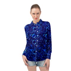 Blue Bubbles Abstract Long Sleeve Chiffon Shirt