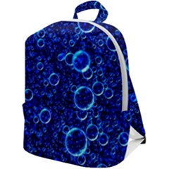 Blue Bubbles Abstract Zip Up Backpack by Vaneshop