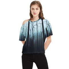 Tree Night Dark Forest One Shoulder Cut Out Tee