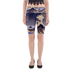 The Great Wave Off Kanagawa Japanese Waves Yoga Cropped Leggings by Vaneshop