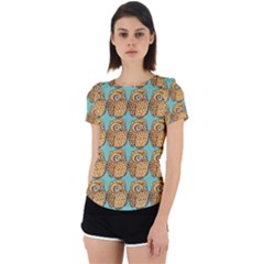 Owl Bird Pattern Back Cut Out Sport Tee