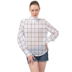 Mesh High Neck Long Sleeve Chiffon Top by zhou