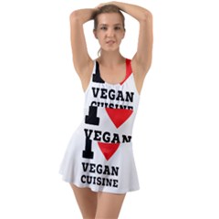 I Love Vegan Cuisine Ruffle Top Dress Swimsuit by ilovewhateva