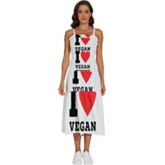 I Love Vegan Cuisine Sleeveless Shoulder Straps Boho Dress