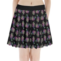 Midnight Noir Garden Chic Pattern Pleated Mini Skirt by dflcprintsclothing