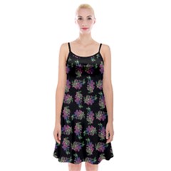 Midnight Noir Garden Chic Pattern Spaghetti Strap Velvet Dress by dflcprintsclothing