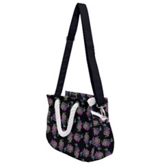 Midnight Noir Garden Chic Pattern Rope Handles Shoulder Strap Bag by dflcprintsclothing