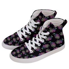 Midnight Noir Garden Chic Pattern Women s Hi-top Skate Sneakers by dflcprintsclothing