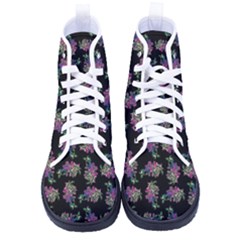 Midnight Noir Garden Chic Pattern Women s High-top Canvas Sneakers by dflcprintsclothing