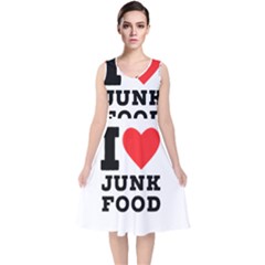 I Love Junk Food V-neck Midi Sleeveless Dress 