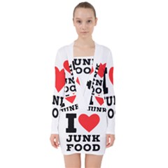 I Love Junk Food V-neck Bodycon Long Sleeve Dress by ilovewhateva