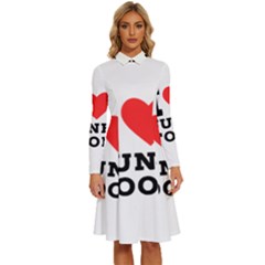 I love junk food Long Sleeve Shirt Collar A-Line Dress