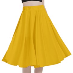 Amber Orange	 - 	a-line Full Circle Midi Skirt With Pocket by ColorfulWomensWear