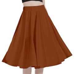 Dark Amber Orange	 - 	a-line Full Circle Midi Skirt With Pocket by ColorfulWomensWear