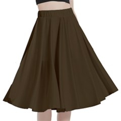 Mocha Brown	 - 	a-line Full Circle Midi Skirt With Pocket by ColorfulWomensWear