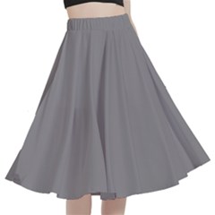 Soft Taupe Grey	 - 	a-line Full Circle Midi Skirt With Pocket by ColorfulWomensWear