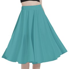 Blue Turquoise	 - 	a-line Full Circle Midi Skirt With Pocket by ColorfulWomensWear