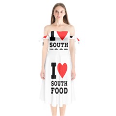 I Love South Food Shoulder Tie Bardot Midi Dress by ilovewhateva