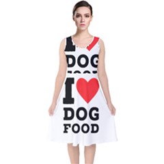 I Love Dog Food V-neck Midi Sleeveless Dress  by ilovewhateva