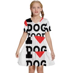 I Love Dog Food Kids  Short Sleeve Tiered Mini Dress by ilovewhateva