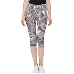 Shiny Abstract Inside Out Lightweight Velour Capri Leggings 