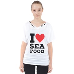 I love sea food V-Neck Dolman Drape Top