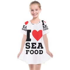 I love sea food Kids  Smock Dress