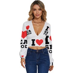 I love sea food Long Sleeve Deep-V Velour Top