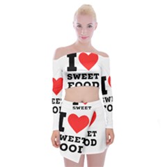 I Love Sweet Food Off Shoulder Top With Mini Skirt Set by ilovewhateva