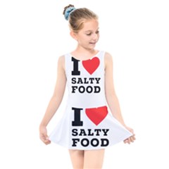 I Love Salty Food Kids  Skater Dress Swimsuit by ilovewhateva