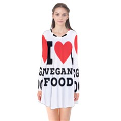 I Love Vegan Food  Long Sleeve V-neck Flare Dress by ilovewhateva