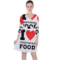 I Love Vegetarian Food Quarter Sleeve Ruffle Waist Dress by ilovewhateva