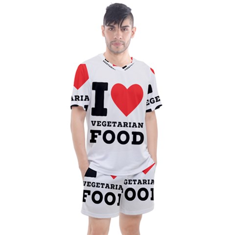 I Love Vegetarian Food Men s Mesh Tee And Shorts Set by ilovewhateva