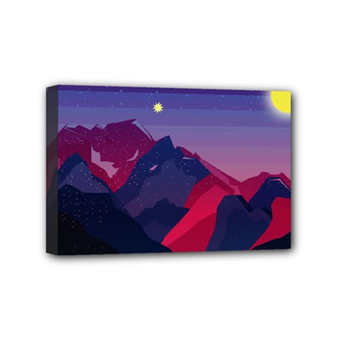 Abstract Landscape Sunrise Mountains Blue Sky Mini Canvas 6  X 4  (stretched) by Grandong