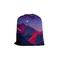 Abstract Landscape Sunrise Mountains Blue Sky Drawstring Pouch (medium) by Grandong