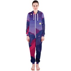 Abstract Landscape Sunrise Mountains Blue Sky Hooded Jumpsuit (ladies) by Grandong