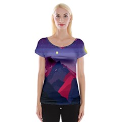 Abstract Landscape Sunrise Mountains Blue Sky Cap Sleeve Top by Grandong