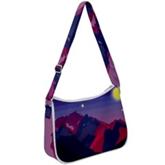 Abstract Landscape Sunrise Mountains Blue Sky Zip Up Shoulder Bag by Grandong