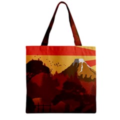 Japan Art Illustration Zipper Grocery Tote Bag by Grandong
