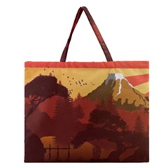Japan Art Illustration Zipper Large Tote Bag by Grandong