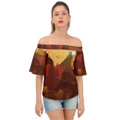 Japan Art Illustration Off Shoulder Short Sleeve Top by Grandong