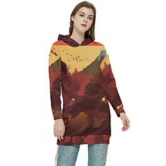 Japan Art Illustration Women s Long Oversized Pullover Hoodie