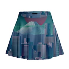 The Sun City Tokyo Japan Volcano Kyscrapers Building Mini Flare Skirt by Grandong