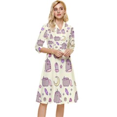 Beautiful Beauty Cartoon Cat Classy Knee Length Dress by Grandong