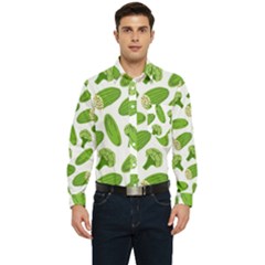 Vegetable Pattern With Composition Broccoli Men s Long Sleeve Pocket Shirt  by Grandong