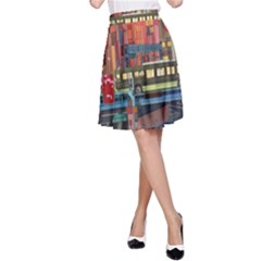 The City Style Bus Fantasy Architecture Art A-line Skirt by Grandong