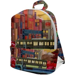 The City Style Bus Fantasy Architecture Art Zip Up Backpack by Grandong